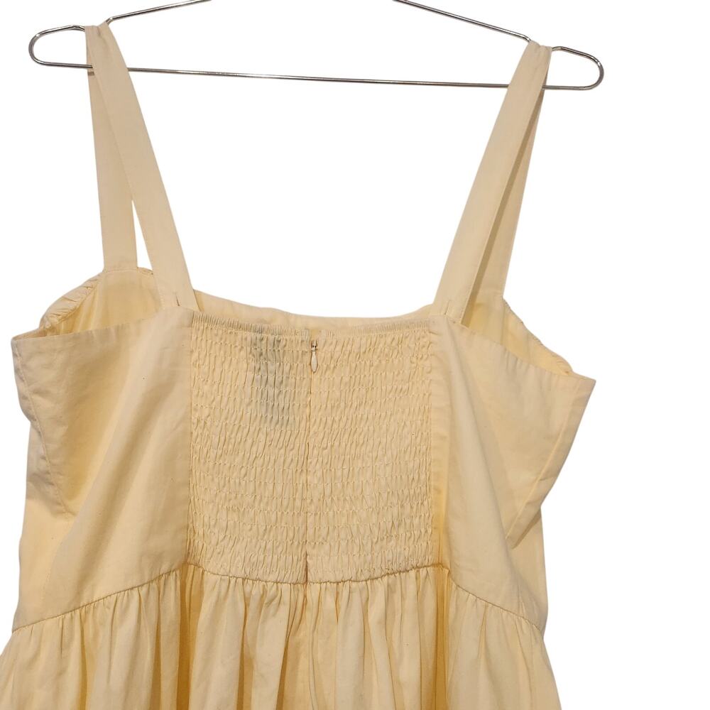 NEW Anthropologie Drop Waist Ruched cotton yellow midi dress size XL - Picture 6 of 9
